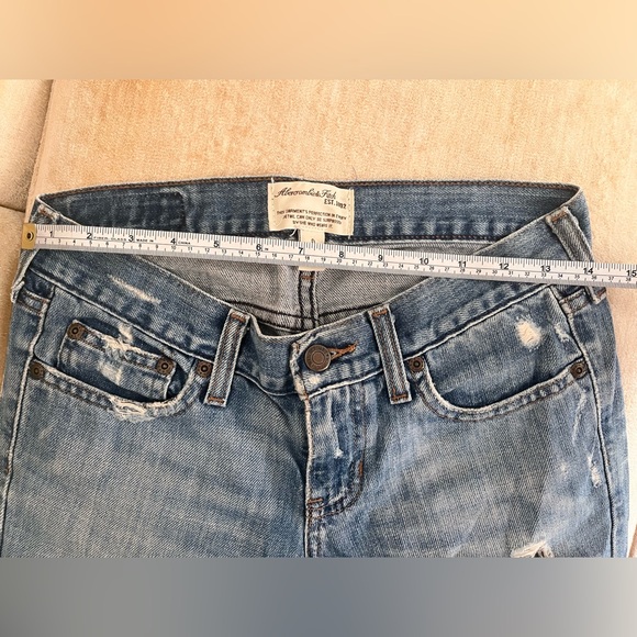 A&F Distressed Y2K Abercrombie & Fitch Jeans Size 0 Cotton Vintage - Picture 9 of 10